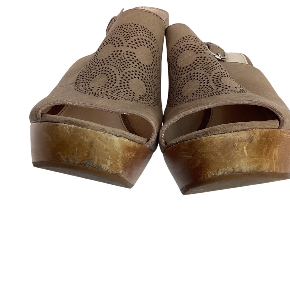 Coach Jade Wedge Slingback Leather Open Toe Sandal Tan A3293 - Picture 6 of 14